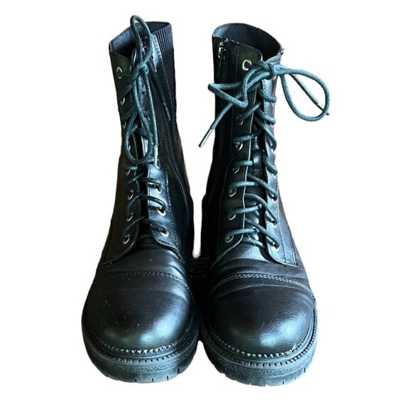 Women's Rock & Candy by ZiGi Black Lace-Up Combat Boots, Size US 7 - Picture 2 of 12